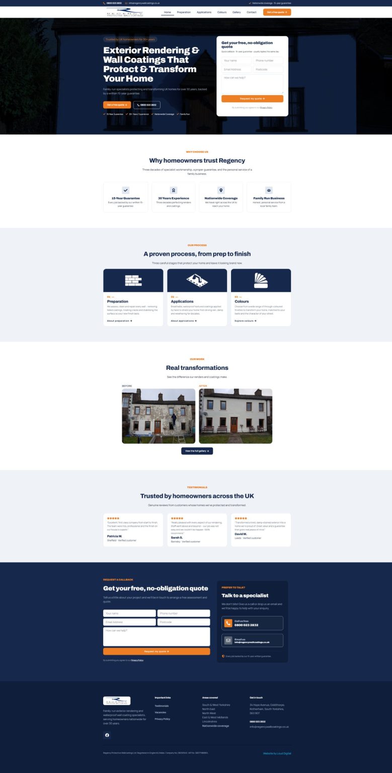 38% more leads for Regency Wall Coatings after a website rebuild